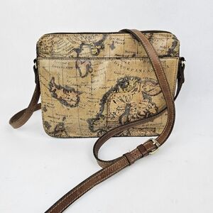 Patricia Nash European Map print leather crossbody bag Adjustable Strap